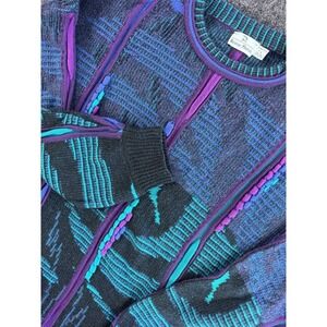 Vintage Neiman Marcus Abstract Knit Sweater USA Made Wool Acrylic L